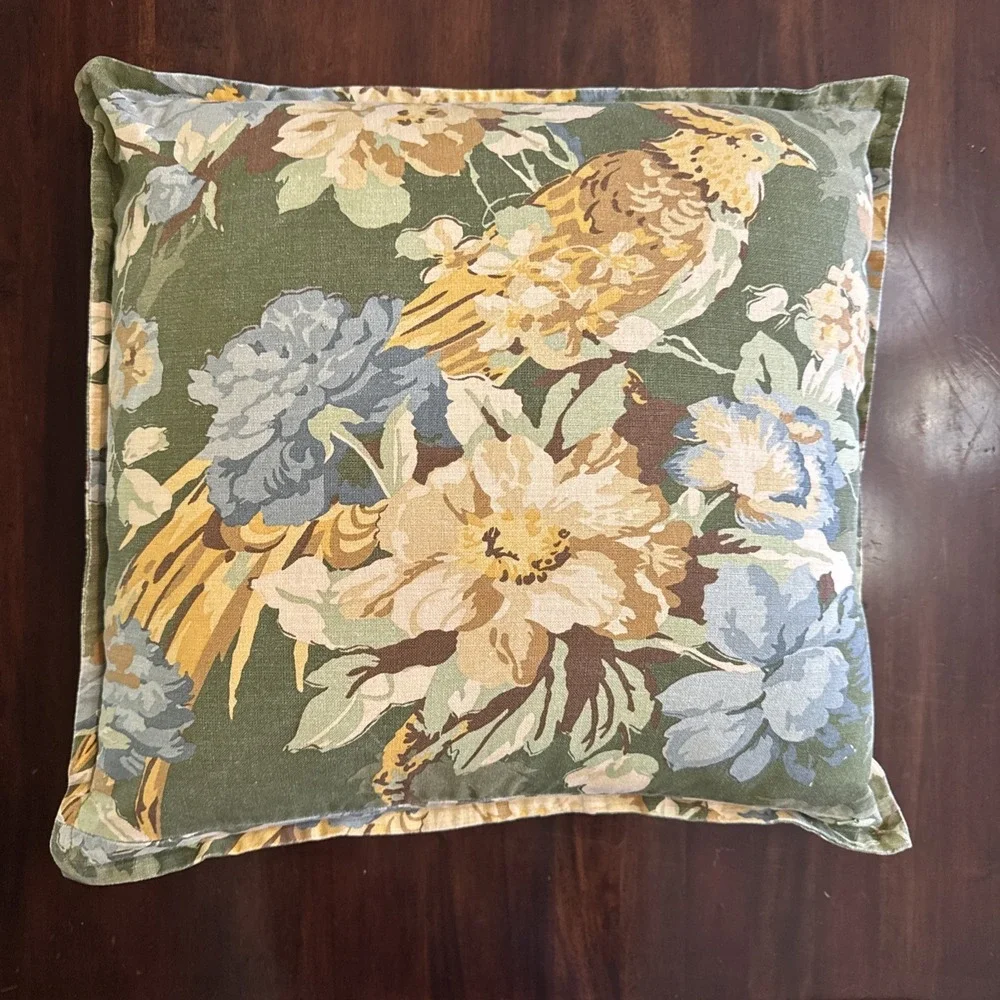 Pottery Barn Silvana Pheasant Pillow Cover & Insert Green 20